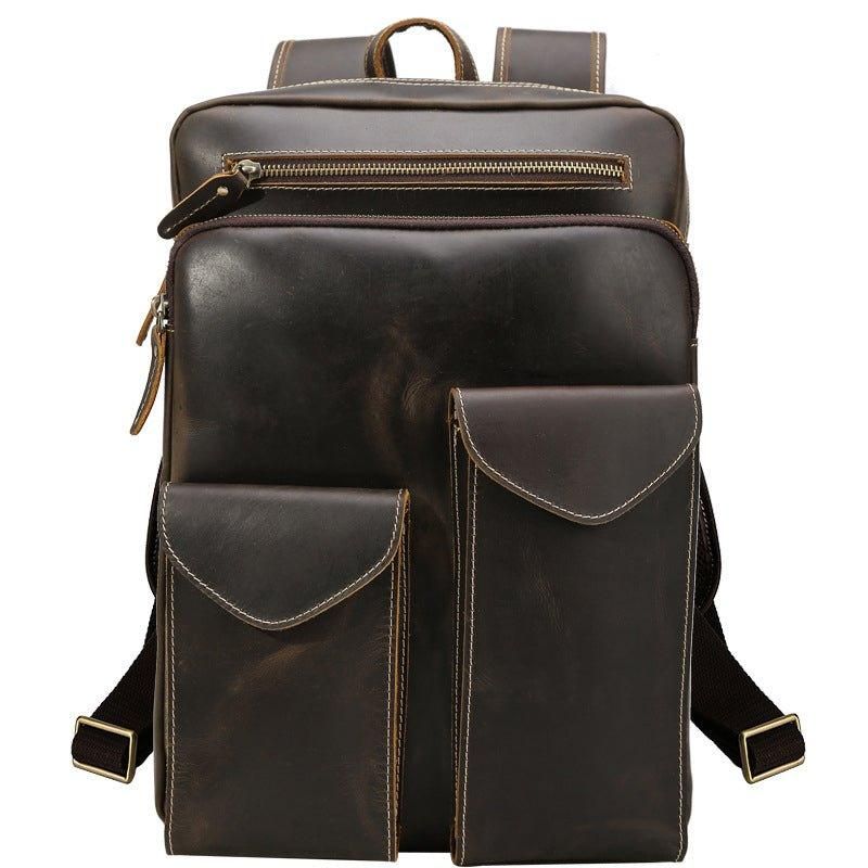 Vintage-rucksack Aus Echtem Leder Für 14-zoll-laptop